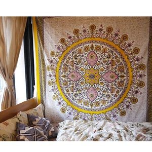 Floral yellow and pink Tapestry